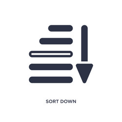Sort down icon on white background simple element vector