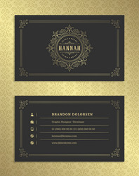 Golden Vintage Business Card Ornament Vector Image