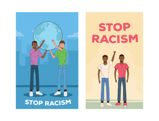 Group interracial men stop racism campaign Vector Image
