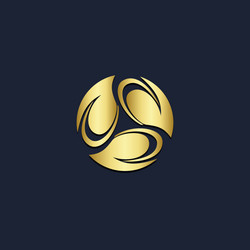 Leaf round sign gold logo Royalty Free Vector Image