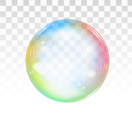 Rainbow transparent soap bubble isolated Vector Image