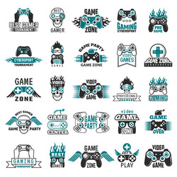 Video game labels gaming console cybersport logo vector