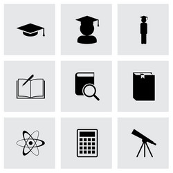 black education icon set vector