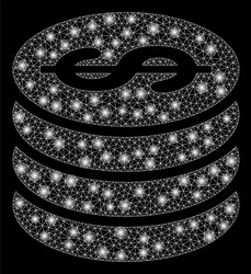 bright mesh network dollar coin column with flash vector image