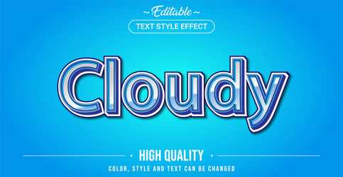 Editable text style effect - cloudy sky theme vector