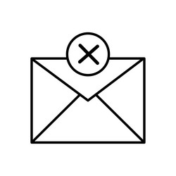 envelope with cross icon delete letter sign vector image