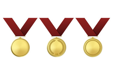 Golden award medals set isolated on white vector