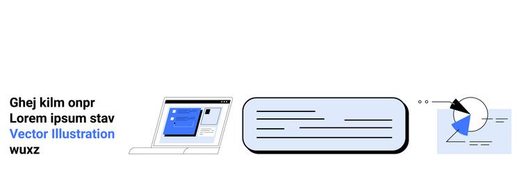 laptop with open website text box and pie chart vector image