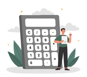 Man Calculating with Calculator vector image