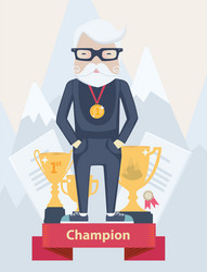 Old man champion in sport vector