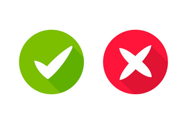 Wrong check mark icon long shadow for validation vector