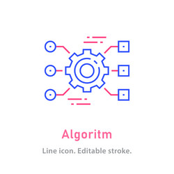 Algorithm design method model process flat icon Vector Image