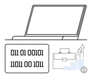 digital business growth with binary code laptop vector image