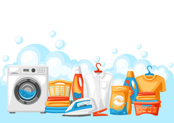 Laundry service background with professional items vector