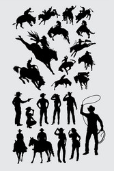 Rodeo Cowboy Silhouettes Vector Image