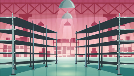 Warehouse interior with cardboard boxes on racks Vector Image