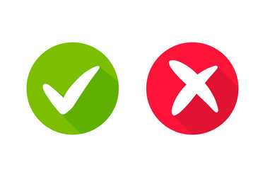 Wrong check mark icon long shadow for validation vector