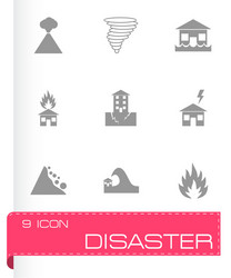 Black disaster icon set Royalty Free Vector Image