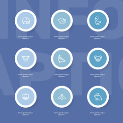 set of 9 editable zoo outline icons includes vector image