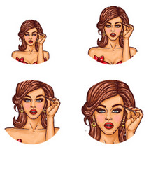 set of pop art round avatar icons for users vector image