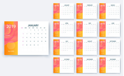 Simple calendar 2019 yesr stock design vector