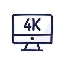 4k movie monitor simple outline color icon vector