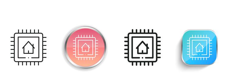 cpu icon thin linear regular and button style vector image