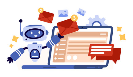 email notification with ai service robot vector image