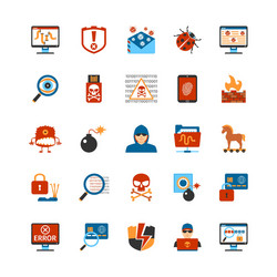 Hacker Icon Set - Flat Style vector image