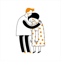 in simple linear style with cute characters vector image