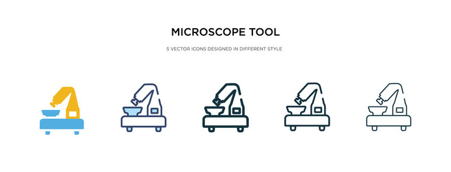 Microscope tool icon in different style two vector