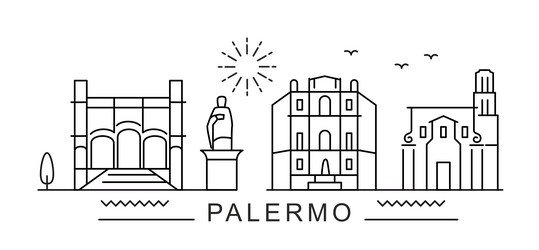 palermo city line view poster print minimal vector