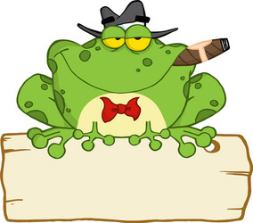 Cartoon Frog Mobster Smoking Cigar Vector Image
