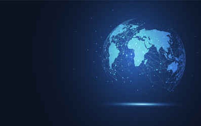 global network connection world map point vector image