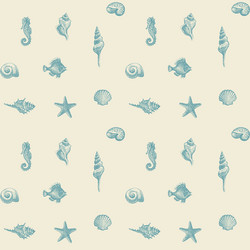 Seamless pattern with seashells various shapes vector