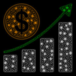 bright mesh network dollar growth chart with flash vector