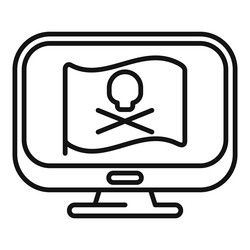 computer monitor displaying pirate flag with skull vector image