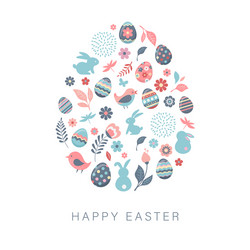Easter Celebration Banner with Flowers & Eggs Vector Image