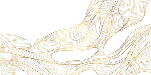 Abstract wave lines gold color isolated on white Vector Image