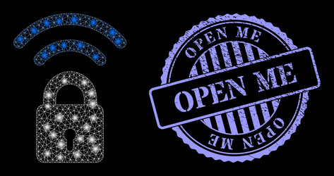 textured open me stamp seal and constellation net vector image