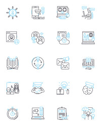 digital instruction linear icons set e-learning vector image