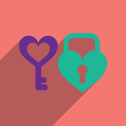 Flat web icon with long shadow key lock heart vector