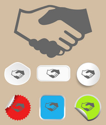 Handshake icon with stickers vector