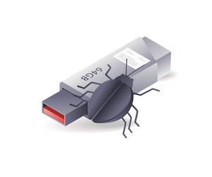 malware viruses attack flash disk data vector