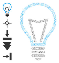 Polygonal net lamp bulb icon with simple symbols vector
