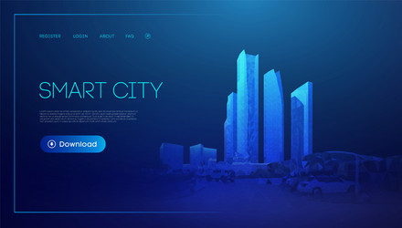 Smart city abstract blue background vector