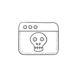 Browser window with skull sketch icon vector