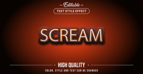 Editable text style effect - scream theme vector