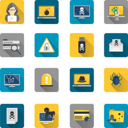 hacker icons flat buttons vector image