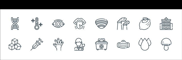 Allergies line icons linear set quality vector